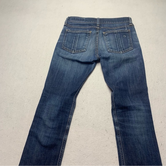 Rag & Bone Crop Jean in Santiago Distressed Raw Hem Ankle Dark Wash - Picture 2 of 10